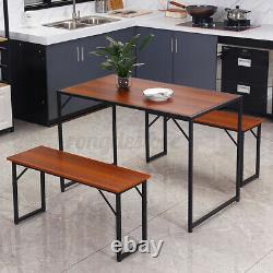 Solid Wood Dining Table Chairs 2 Bench Chair Set Kitchen Dining Room Furniture