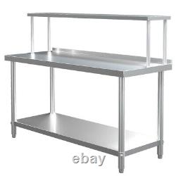 Stainless Commercial Prep Table With Single Overshelf Dissecting Work Top Shelf
