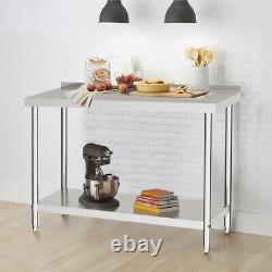 Stainless Commercial Prep Table With Single Overshelf Dissecting Work Top Shelf