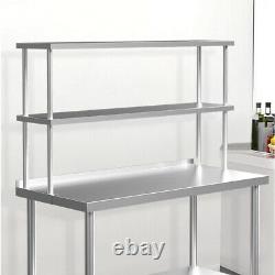 Stainless Steel 2-Tier Over Bench Shelf Catering Kitchen Storage For Prep Tables