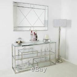 Stainless Steel 3Tier Multi Shelf Clear Glass Shelve Console Hall Display Table