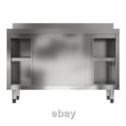 Stainless Steel Cabinet Kitchen Catering Table 4ft Work Bench Food Prep Cupboard