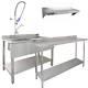 Stainless Steel Catering Bench & Wall Shelves Commercial Kitchen Work Prep Table
