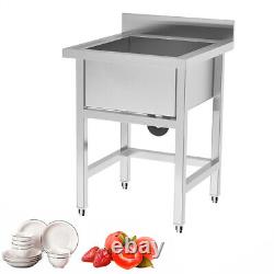 Stainless Steel Catering Commercial Sink Bowl Kitchen Basin Table with Waste Kit