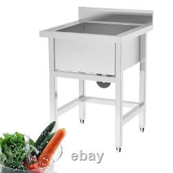 Stainless Steel Catering Commercial Sink Bowl Kitchen Basin Table with Waste Kit