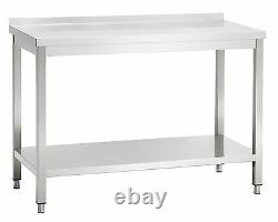 Stainless Steel Catering / Kitchen Table with Upstand and Shelf