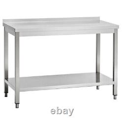 Stainless Steel Catering / Kitchen Table with Upstand and Shelf