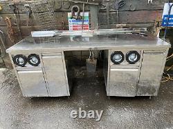 Stainless Steel Catering Table With Storage And Rubbish Disposal
