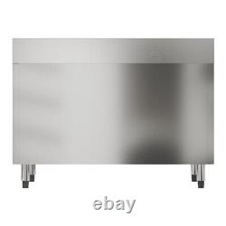 Stainless Steel Catering Work Table with Base Cabinet & Backsplash Sliding Doors