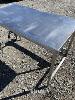 Stainless Steel Center Bench Table With Fitted Plug Points