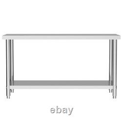 Stainless Steel Commercial Catering Kitchen Work Table Bench/Backsplash/Wheels