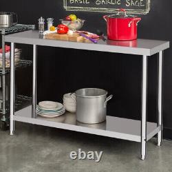 Stainless Steel Commercial Catering Kitchen Work Table Bench/Backsplash/Wheels