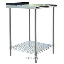 Stainless Steel Commercial Catering Table Kitchen Work Bench 2x2ft with Backsplash