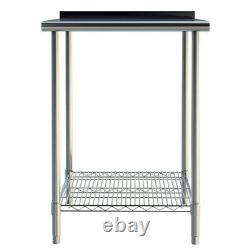 Stainless Steel Commercial Catering Table Kitchen Work Bench 2x2ft with Backsplash
