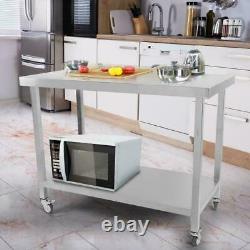Stainless Steel Commercial Catering Table Work Bench Kitchen Food Prep Worktable