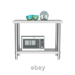 Stainless Steel Commercial Catering Table Work Bench Kitchen Food Shelf Storage
