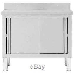 Stainless Steel Commercial Catering Table Work Bench Kitchen Worktop Cupboard