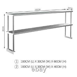 Stainless Steel Commercial Catering Table Work Bench Kitchen Worktop Over Shelf