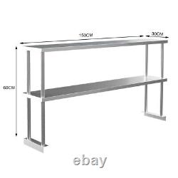 Stainless Steel Commercial Kitchen Catering Prep Table 2 Tier Work Bench Shelf