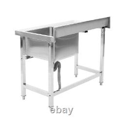 Stainless Steel Commercial Kitchen Catering Sink Prep Wash Table with Single Bowl