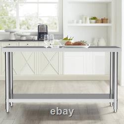 Stainless Steel Commercial Kitchen Prep & Work Table Height Adjust Storage Stand