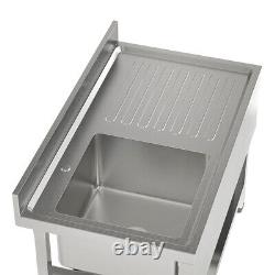 Stainless Steel Commercial Kitchen Sink Work Table 1.0 Deep Bowl & Drainer Unit