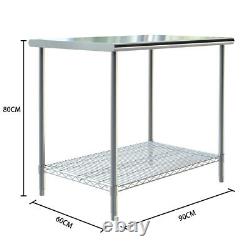Stainless Steel Commercial Kitchen Work Table Bench Catering Worktop Mesh Shelf