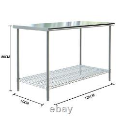 Stainless Steel Commercial Kitchen Work Table Bench Catering Worktop Mesh Shelf