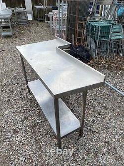 Stainless Steel Commercial L Shaped Prep Table (140cm) Read Description