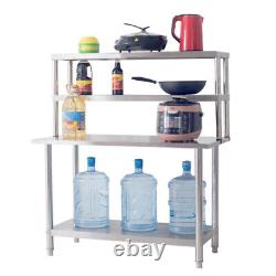 Stainless Steel Commercial Prep Table Work Bench Kitchen Overshelf Tier Shelf