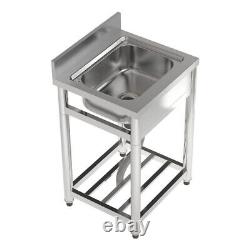 Stainless Steel Commercial Sink Catering Kitchen Wash Table With Left/Right Bowl