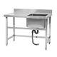 Stainless Steel Commercial Sink Single Bowl Kitchen Catering Prep Table Wastekit