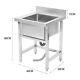 Stainless Steel Commercial Sink Wash Table Kitchen Catering Single Sink Bowl Uk