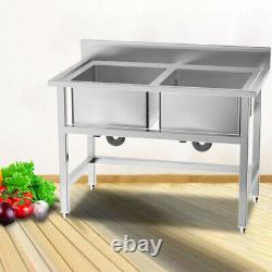 Stainless Steel Commercial Sink Wash Table Kitchen Catering Single Sink Bowl UK