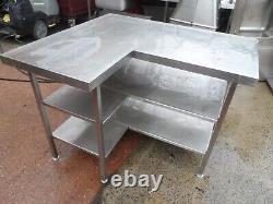 Stainless Steel Corner Table 2 Undershelves 1295 x 1140 mm £250 + Vat