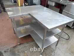 Stainless Steel Corner Table 2 Undershelves 1295 x 1140 mm £250 + Vat