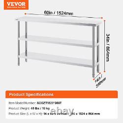 Stainless Steel Food Prep Table Commercial Kitchen Work Table 14x60