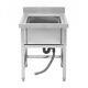 Stainless Steel Hand Wash Basin Stand Commercial Kitchen Sink Table Withsplashback