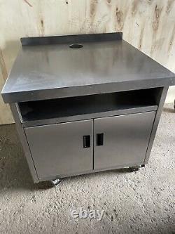 Stainless Steel Heavy Duty Equipment Coffee Stand Table On Wheels