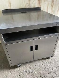 Stainless Steel Heavy Duty Equipment Coffee Stand Table On Wheels