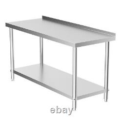 Stainless Steel Kitchen Prep Table Overshelf Commercial Catering Worktop Bench
