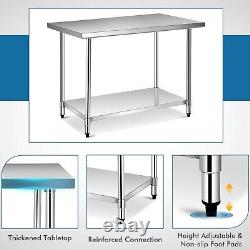 Stainless Steel Kitchen Prep Table Rolling Work Table Commercial Catering Table
