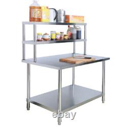 Stainless Steel Kitchen Prep Work Table Bench AND Over Shelf Commercial Catering