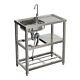 Stainless Steel Kitchen Sink Catering Table With Tap&drain Set Restaurant Workshop