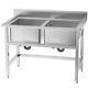 Stainless Steel Kitchen Sink Work Food Prep Table 2-bowl Commercial Catering Use