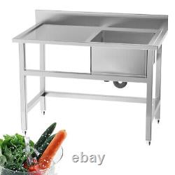 Stainless Steel Kitchen Sink with Right Hand Platform Handmade Wash Table