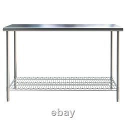 Stainless Steel Kitchen Table with Mesh Shelf Prep Work Bench Commercial Catering