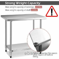 Stainless Steel Kitchen Work Table Unit Catering Worktop Food Prep Table Shelf