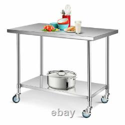 Stainless Steel Kitchen Work Table Unit Catering Worktop Food Prep Table Shelf