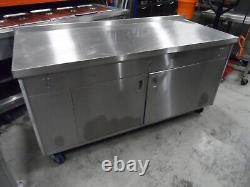 Stainless Steel Mobile Table Cupboard Servery Unit 1800 x 750 mm £375 + Vat